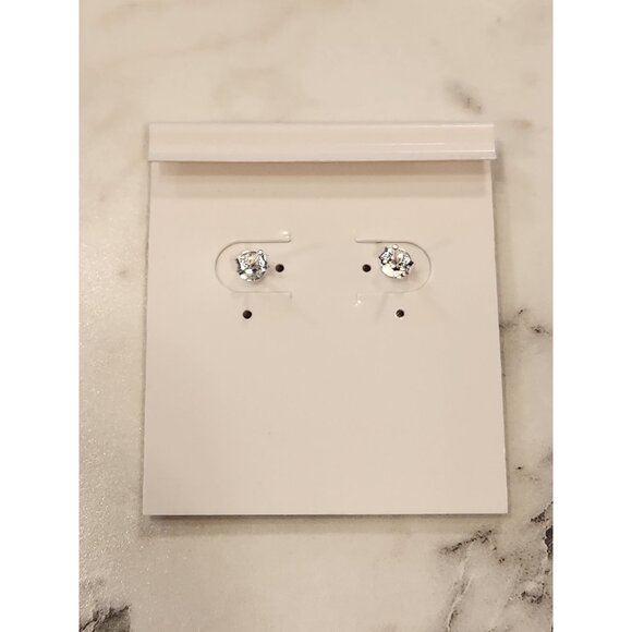 Sterling Silver Chain Drop Earrings With Cubic Zirconia Studs - Picture 3 of 5